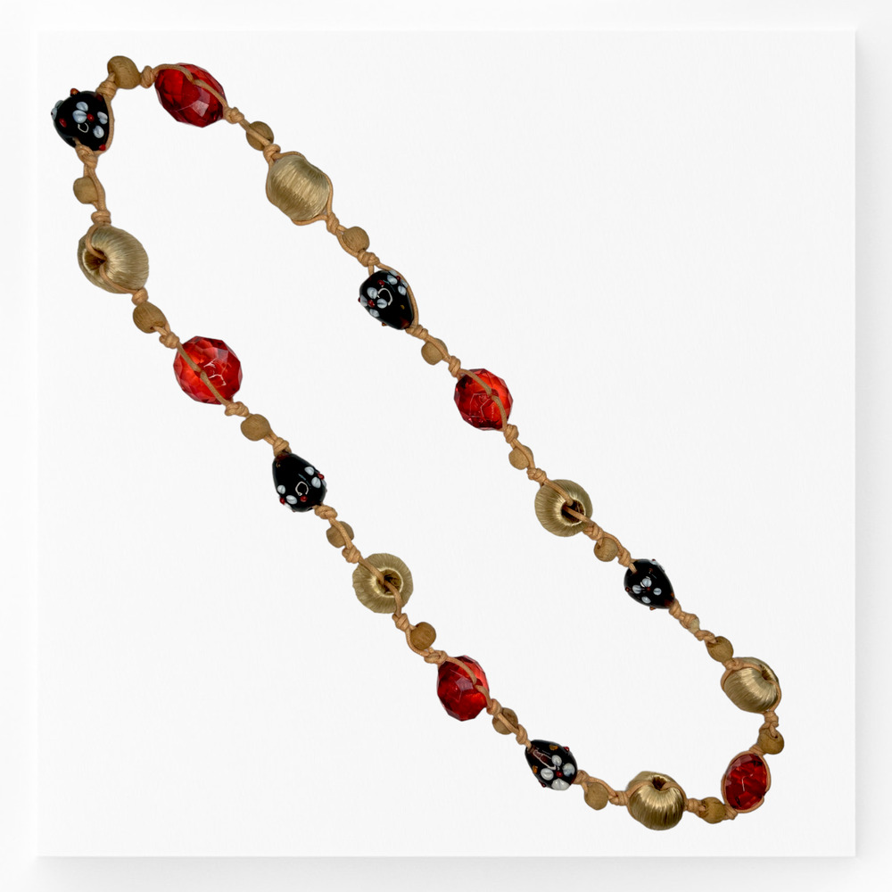 Decorative Knotted Beaded Necklace Fashion Jewelry 15" Long